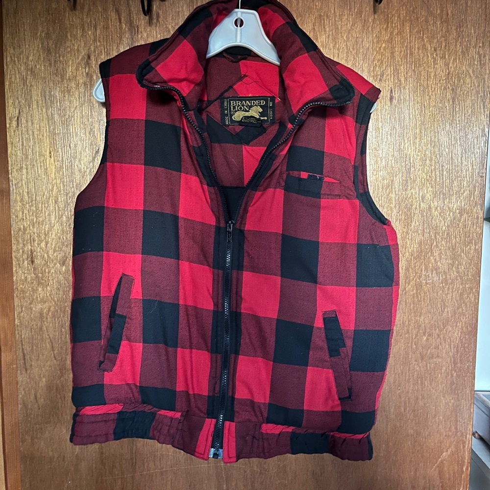 Red and Black Plaid Vest size M/L